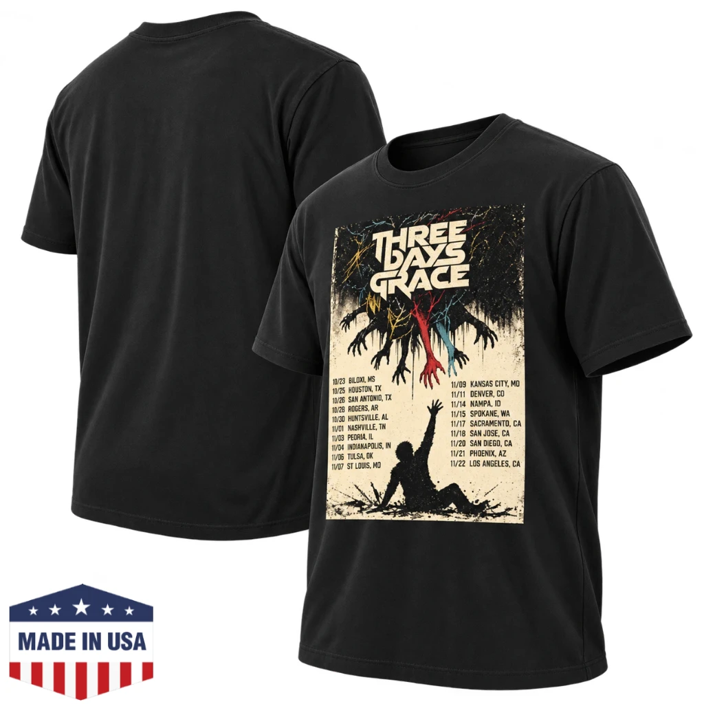 Three Days Grace US Tour 2026 Tour Dates Poster Shirt